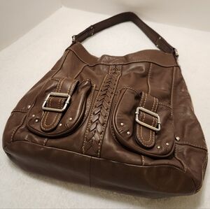 🤎 Tignanello Brown Leather Hobo Shoulder Bag 12" x 16"
